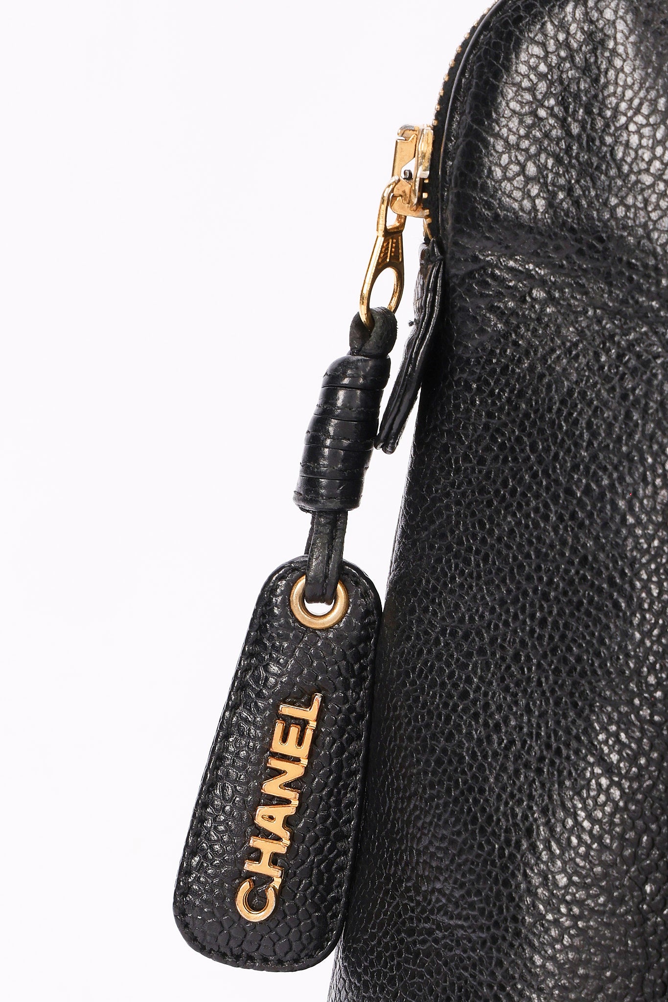 Chanel Front Turnlock Pocket Shoulder Bag Black Caviar 24K GP