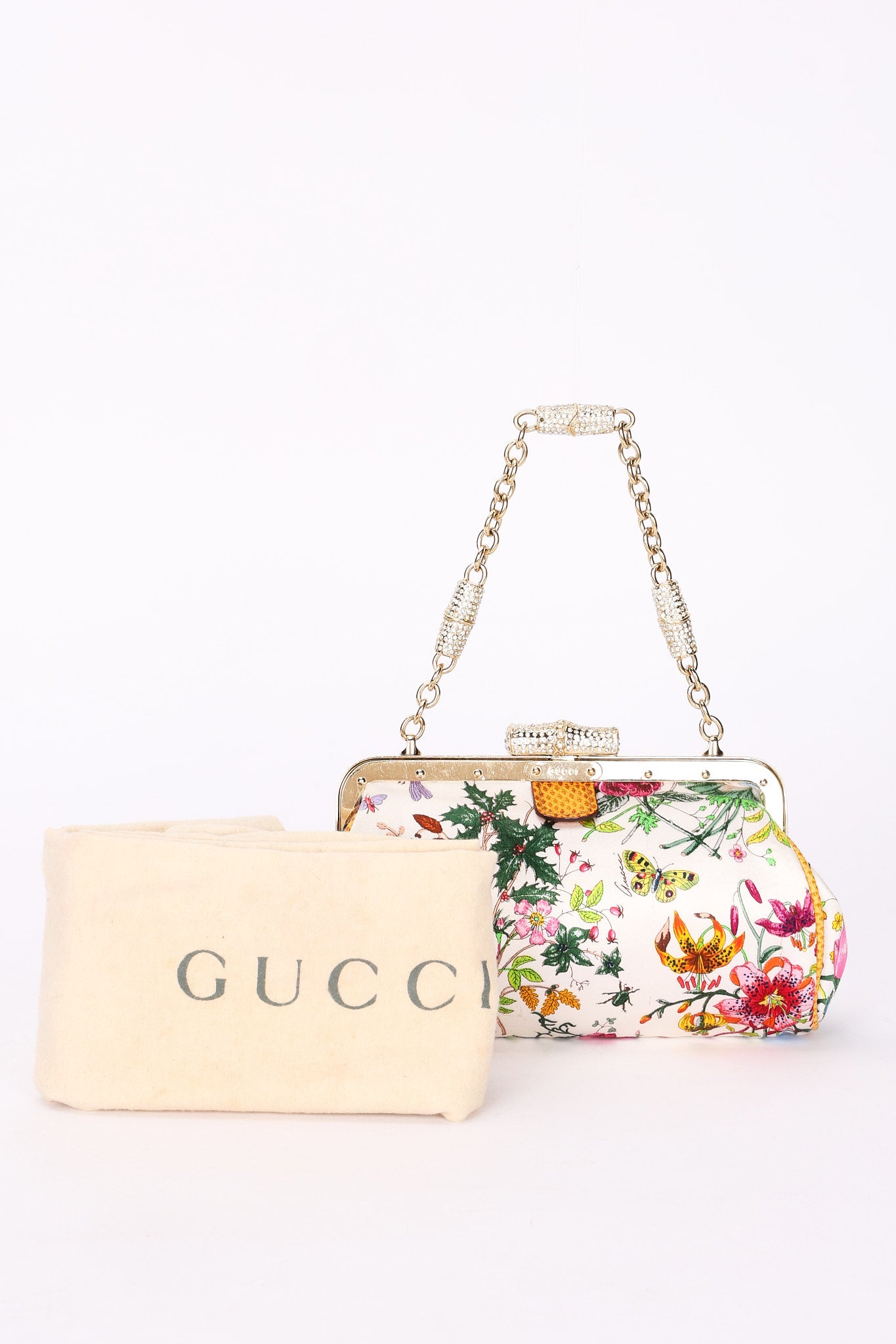 Gucci Flora Bamboo Silk Satin Clutch