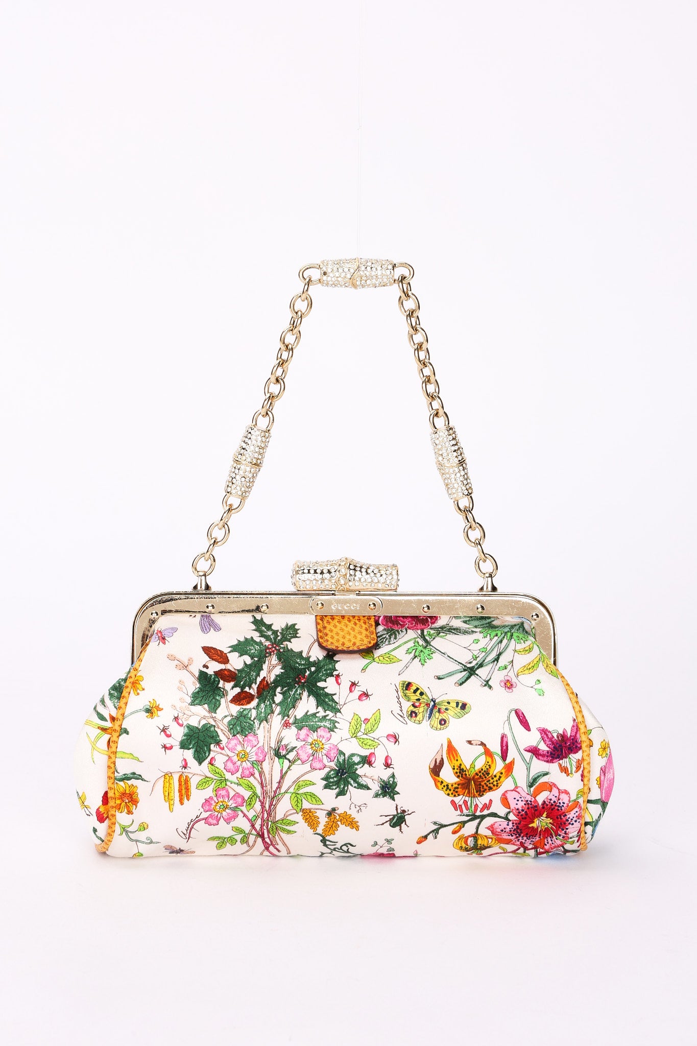 Gucci Flora Bamboo Silk Satin Clutch