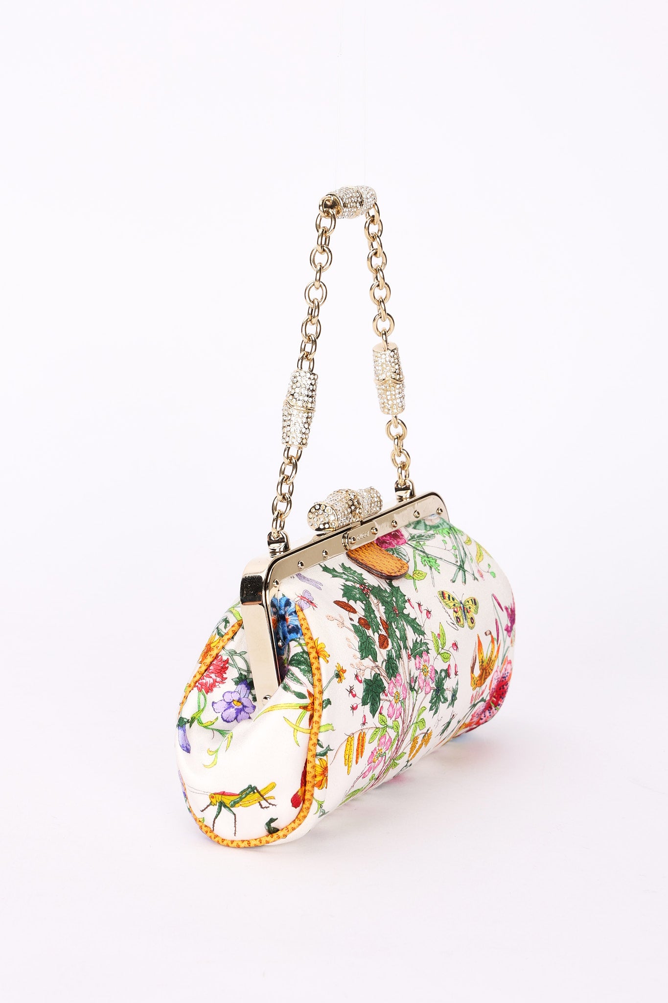 Gucci Flora Bamboo Silk Satin Clutch
