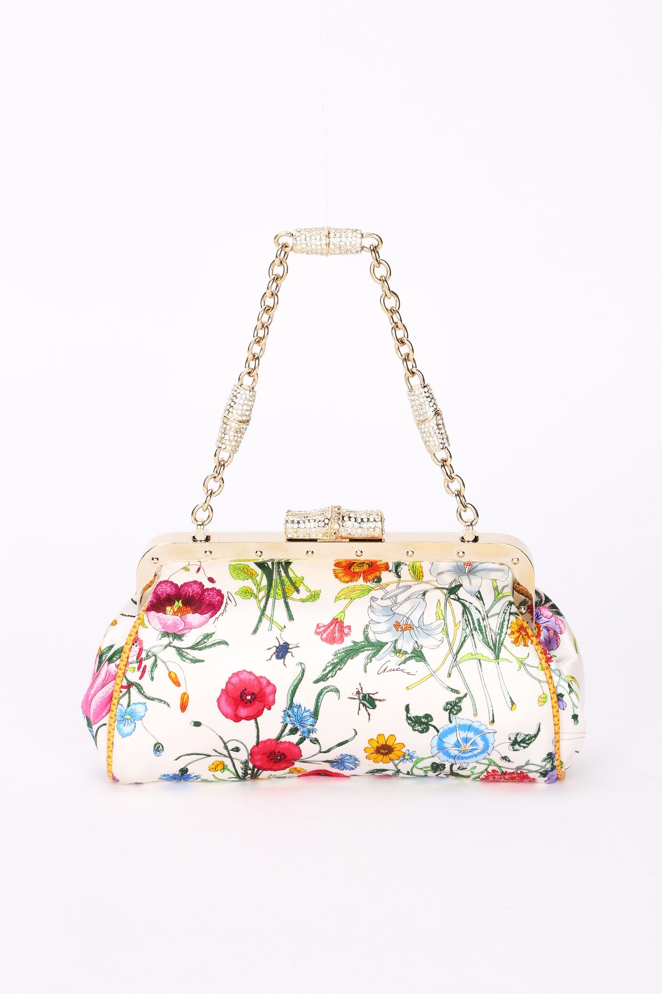 Gucci Flora Bamboo Silk Satin Clutch