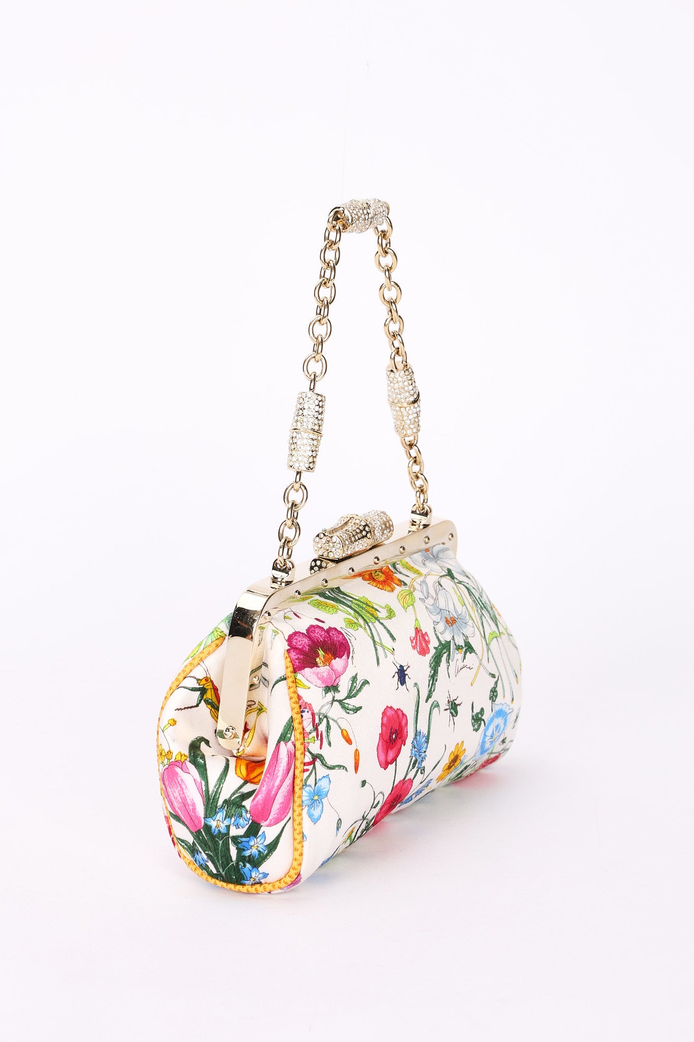 Gucci Flora Bamboo Silk Satin Clutch