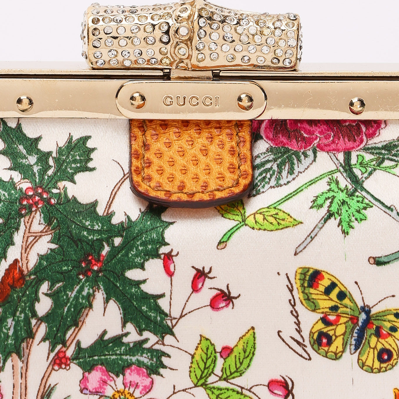 Gucci Flora Bamboo Silk Satin Clutch