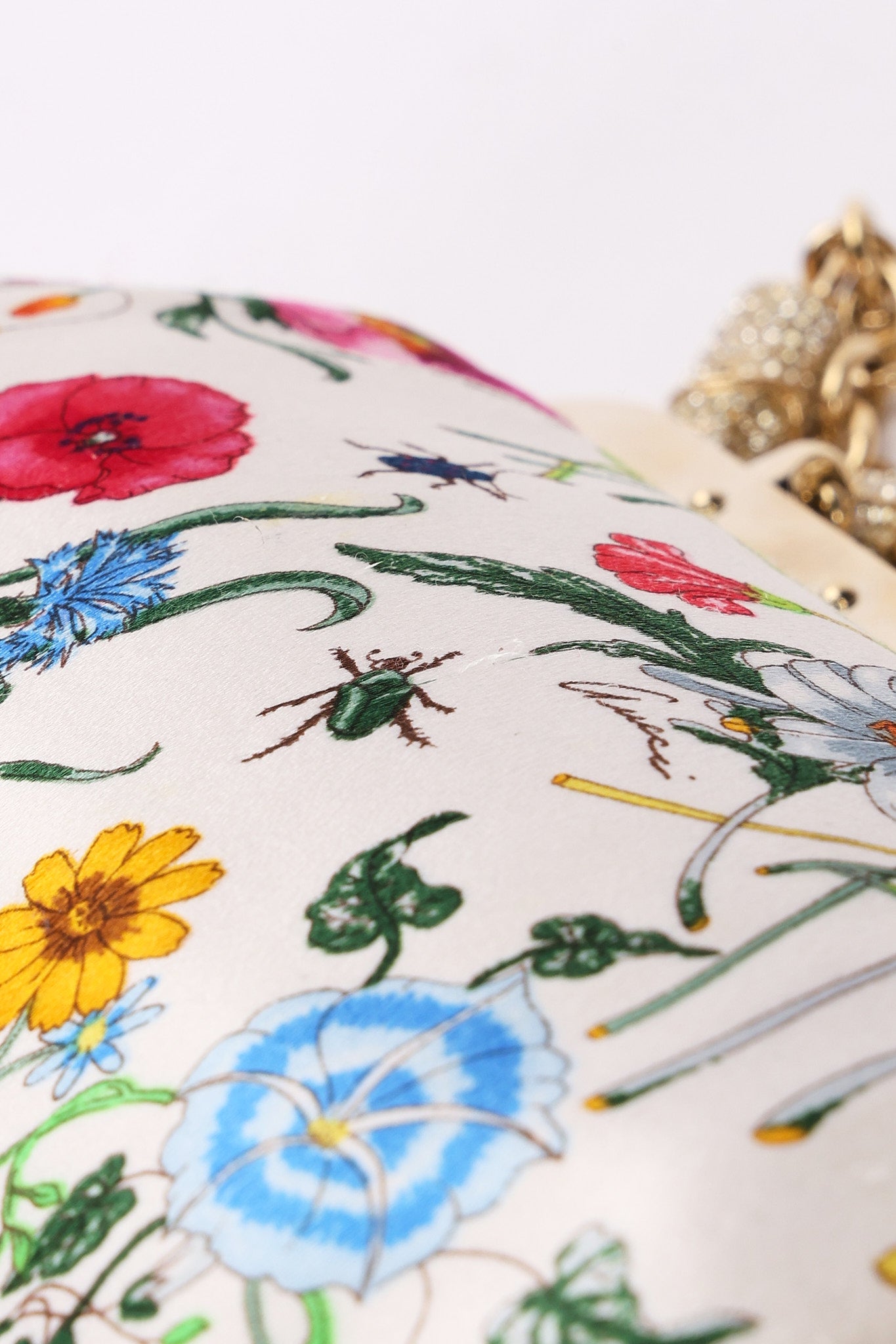 Gucci Flora Bamboo Silk Satin Clutch