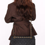 Chanel XL CC Maxi Single Flap Black Denim 24K GP
