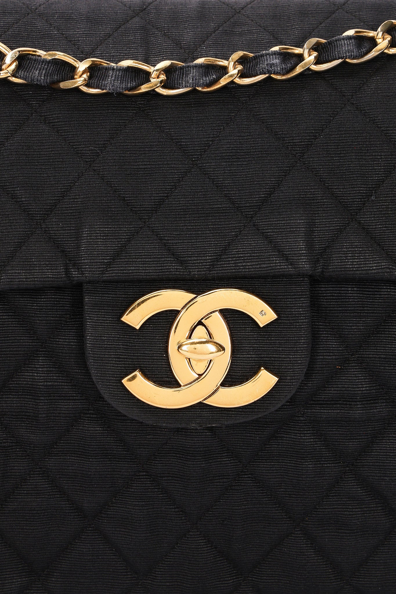 Chanel XL CC Maxi Single Flap Black Denim 24K GP