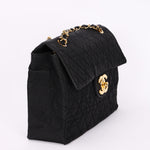 Chanel XL CC Maxi Single Flap Black Denim 24K GP