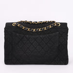 Chanel XL CC Maxi Single Flap Black Denim 24K GP