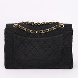 Chanel XL CC Maxi Single Flap Black Denim 24K GP