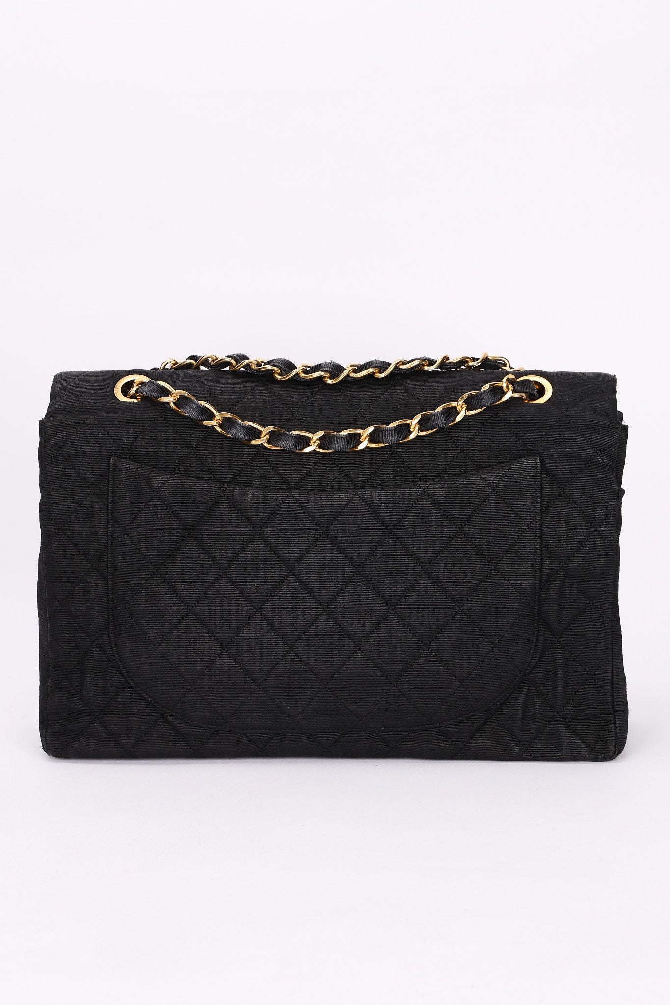 Chanel XL CC Maxi Single Flap Black Denim 24K GP