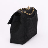Chanel XL CC Maxi Single Flap Black Denim 24K GP