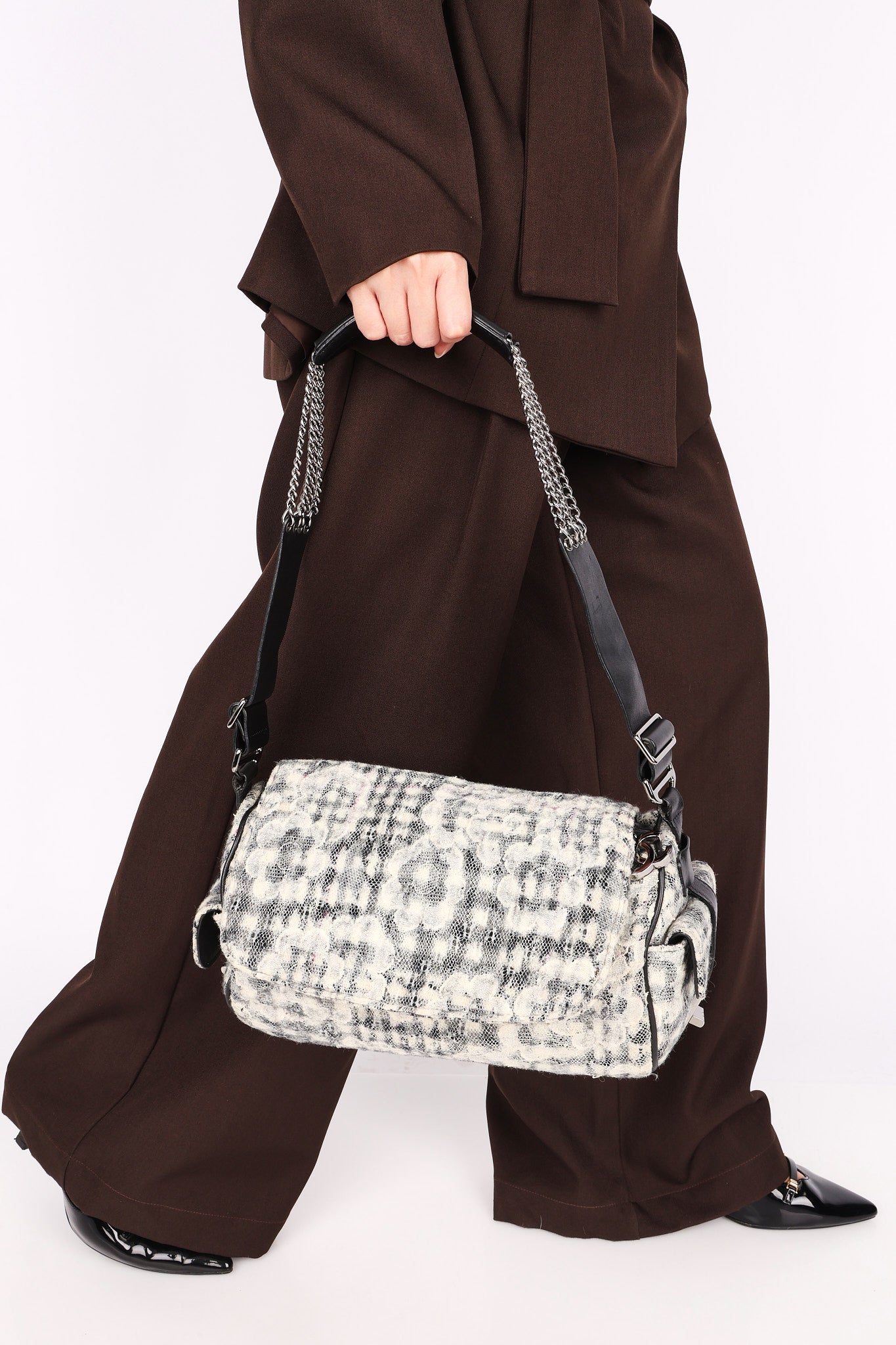 Chanel Tweed Camellia Bowler Bag DSHW