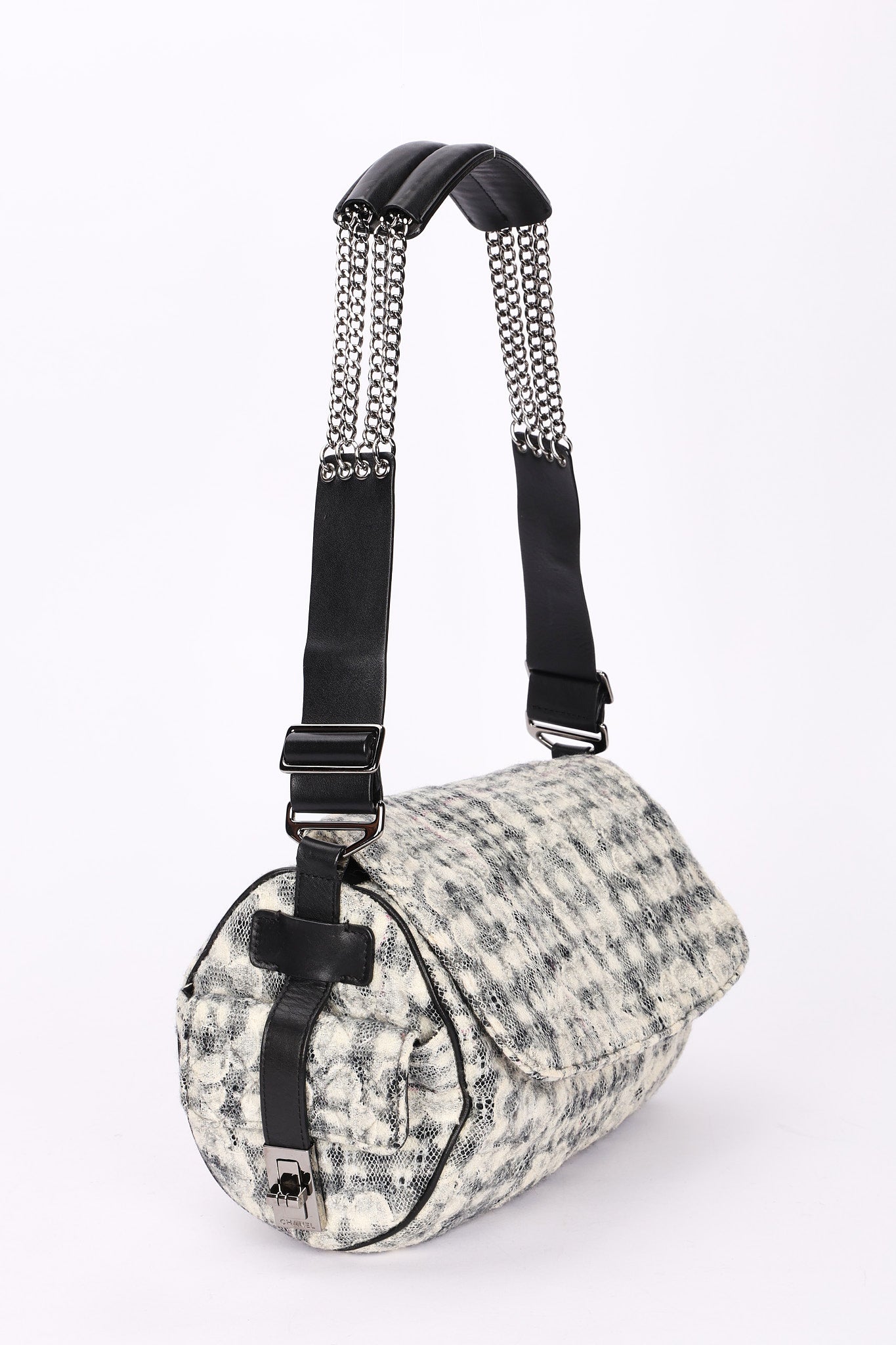 Chanel Tweed Camellia Bowler Bag DSHW