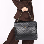 Chanel Quarter Single Flap Black Caviar 24K GP