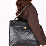 Chanel Quarter Single Flap Black Caviar 24K GP