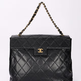 Chanel Quarter Single Flap Black Caviar 24K GP