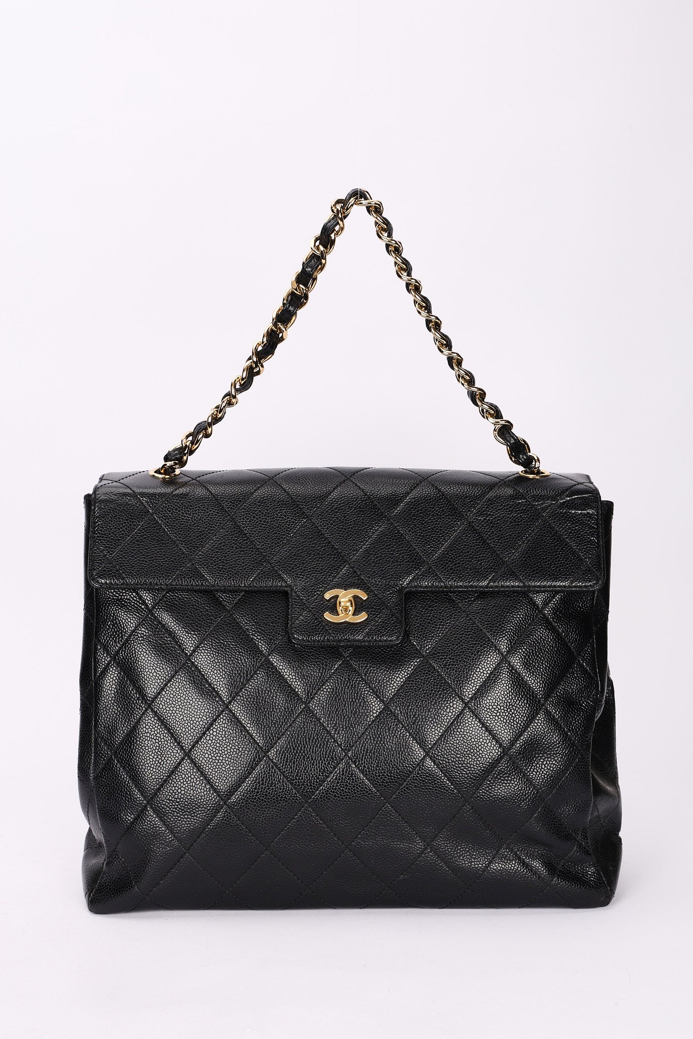 Chanel Quarter Single Flap Black Caviar 24K GP