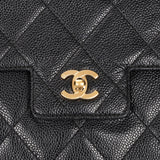 Chanel Quarter Single Flap Black Caviar 24K GP