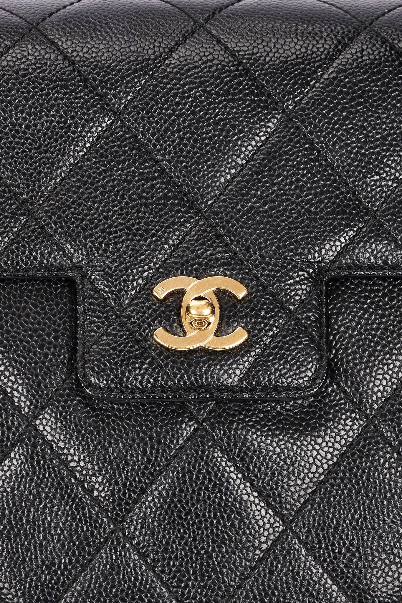Chanel Quarter Single Flap Black Caviar 24K GP
