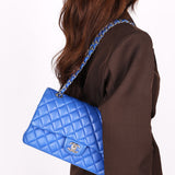 Chanel Small Classic Double Flap Cobalt Blue Lambskin SHW