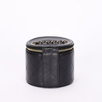 Chanel Mini Round Vanity Case with Chain Black Lambskin CGHW