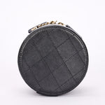 Chanel Mini Round Vanity Case with Chain Black Lambskin CGHW