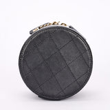 Chanel Mini Round Vanity Case with Chain Black Lambskin CGHW