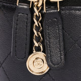 Chanel Mini Round Vanity Case with Chain Black Lambskin CGHW