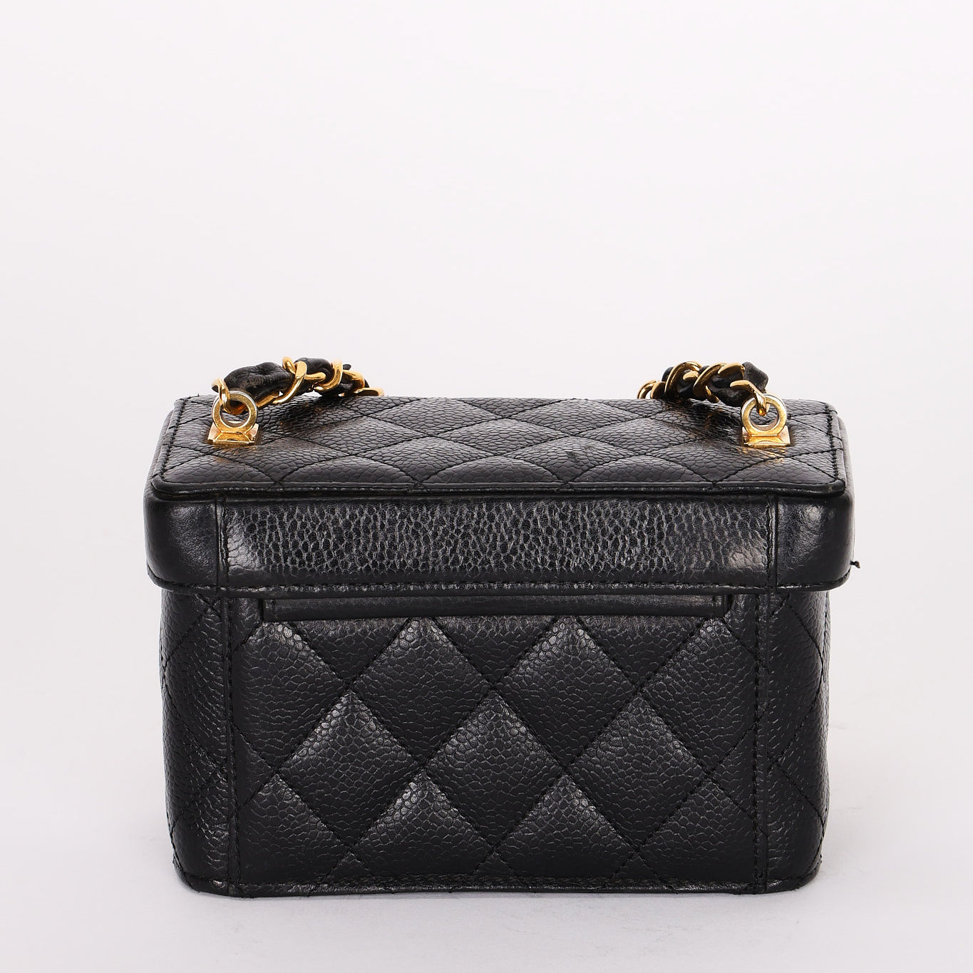 Ultra-Rare Chanel Mini Square Vanity Bag Black Caviar 1997 24K GP