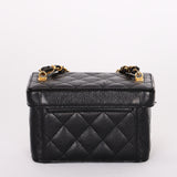 Ultra-Rare Chanel Mini Square Vanity Bag Black Caviar 1997 24K GP