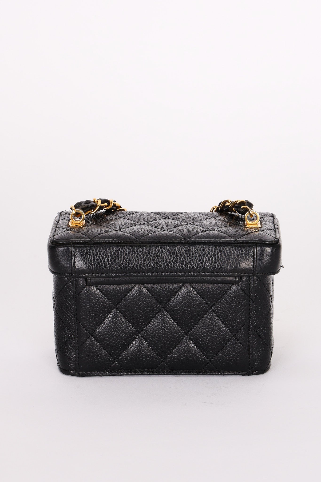 Ultra-Rare Chanel Mini Square Vanity Bag Black Caviar 1997 24K GP