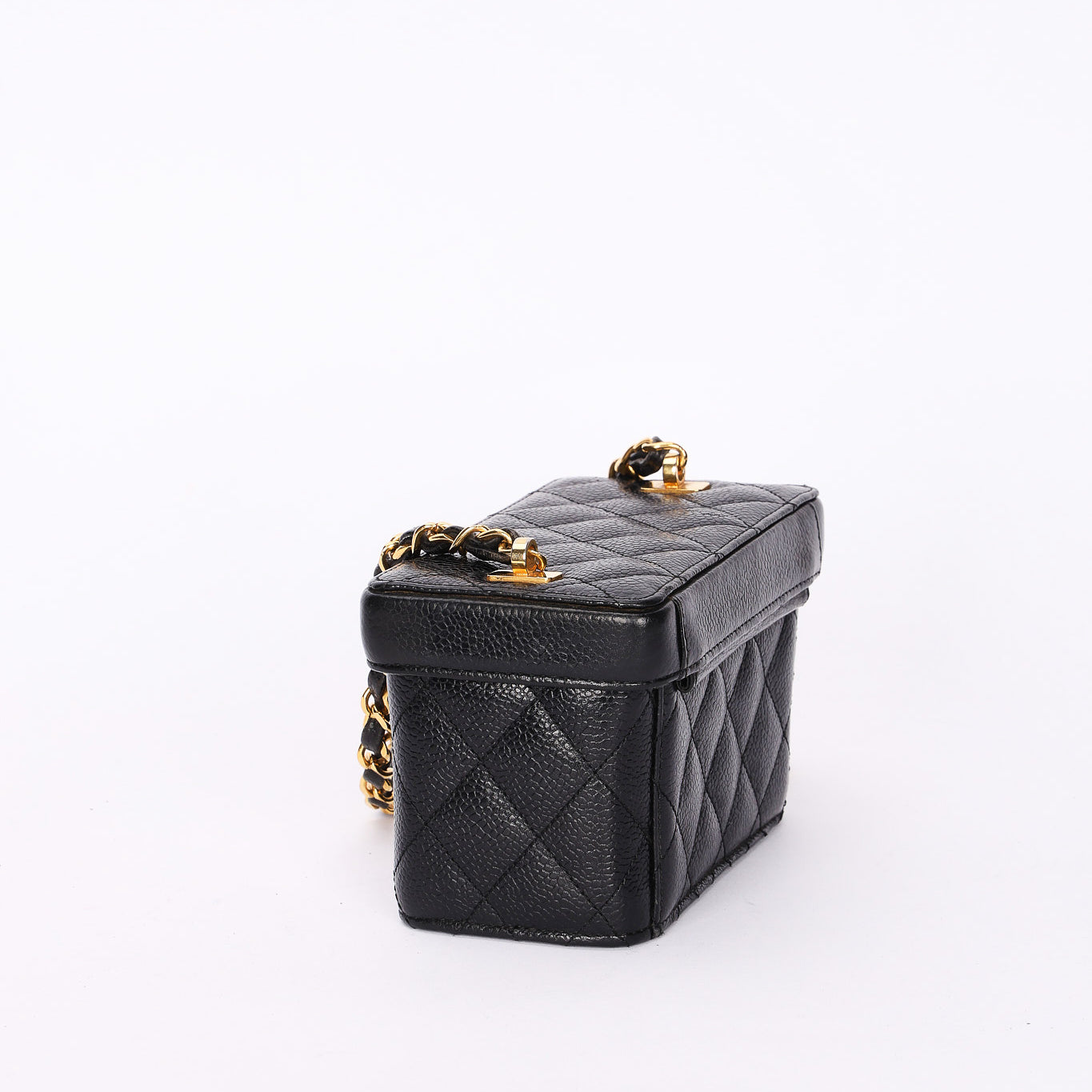 Ultra-Rare Chanel Mini Square Vanity Bag Black Caviar 1997 24K GP