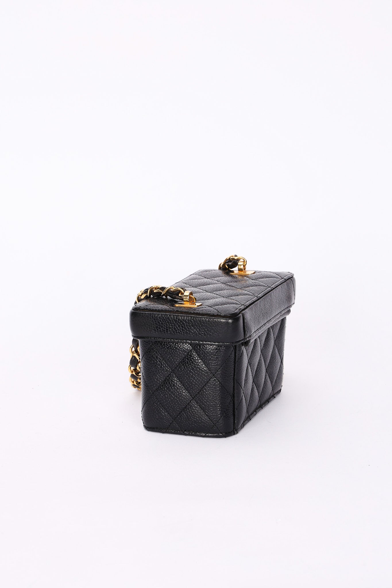 Ultra-Rare Chanel Mini Square Vanity Bag Black Caviar 1997 24K GP