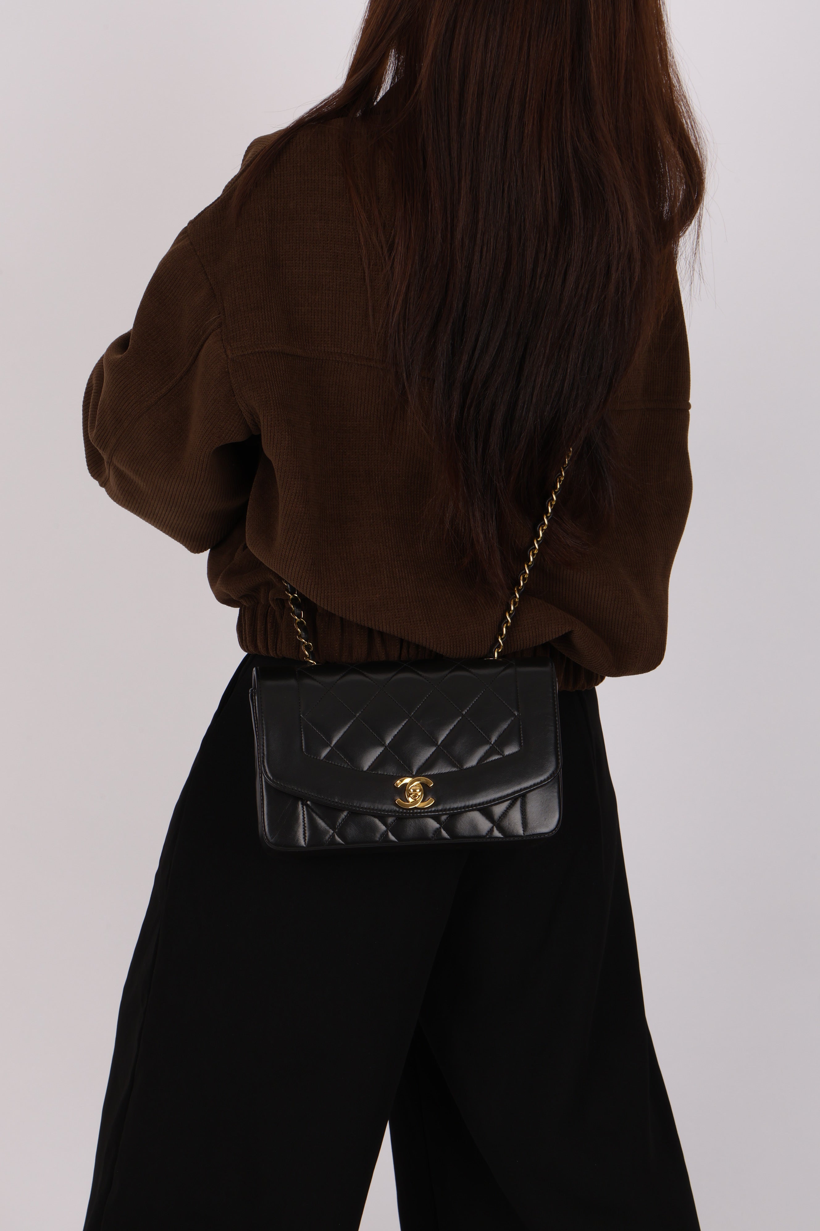 Chanel Small Diana Flap Black Lambskin 24K GP