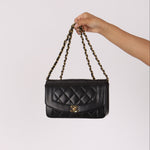 Chanel Small Diana Flap Black Lambskin 24K GP