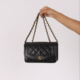 Chanel Small Diana Flap Black Lambskin 24K GP