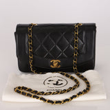Chanel Small Diana Flap Black Lambskin 24K GP