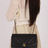 Chanel Medium Diana Flap Black Caviar 24K GP
