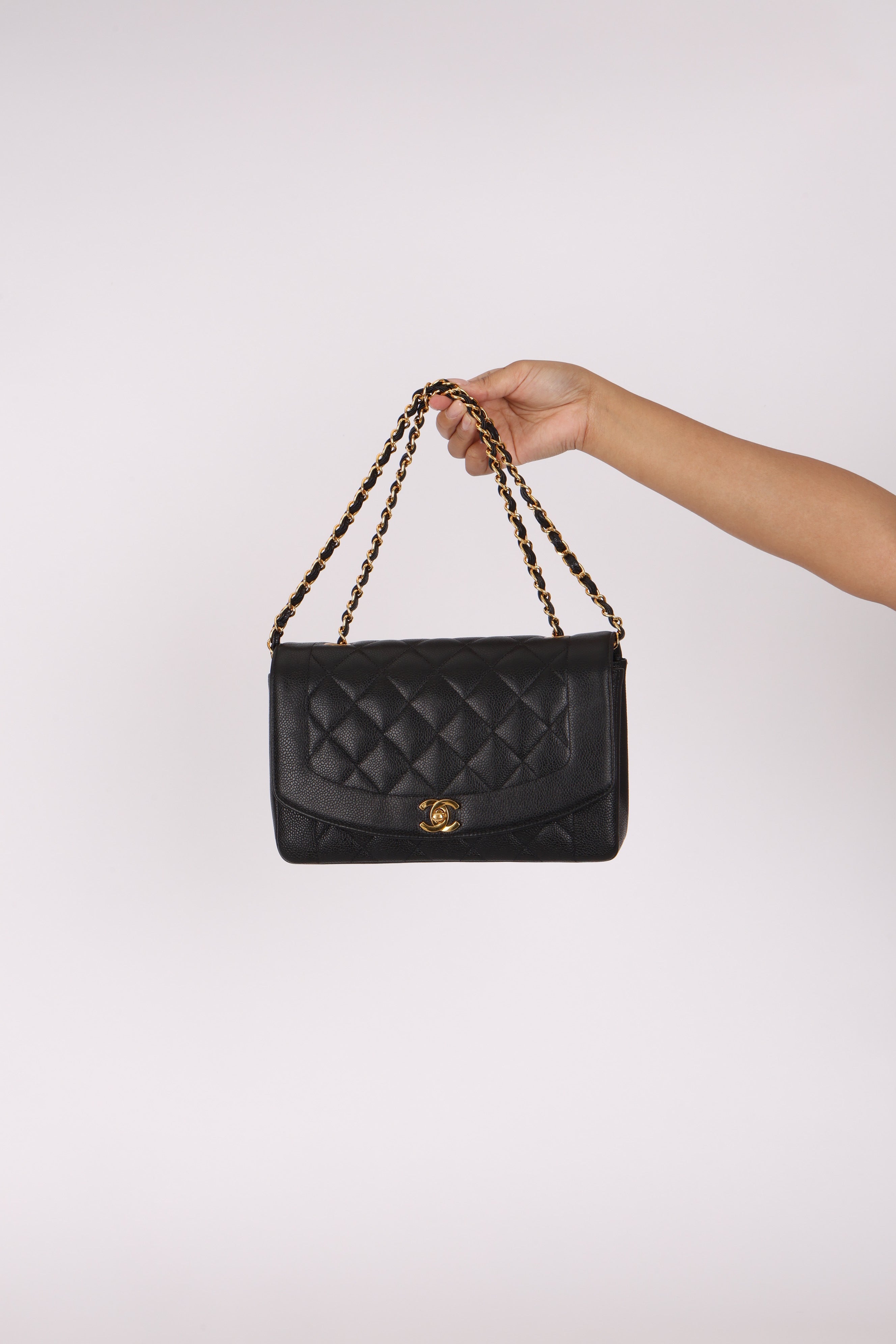 Chanel Medium Diana Flap Black Caviar 24K GP