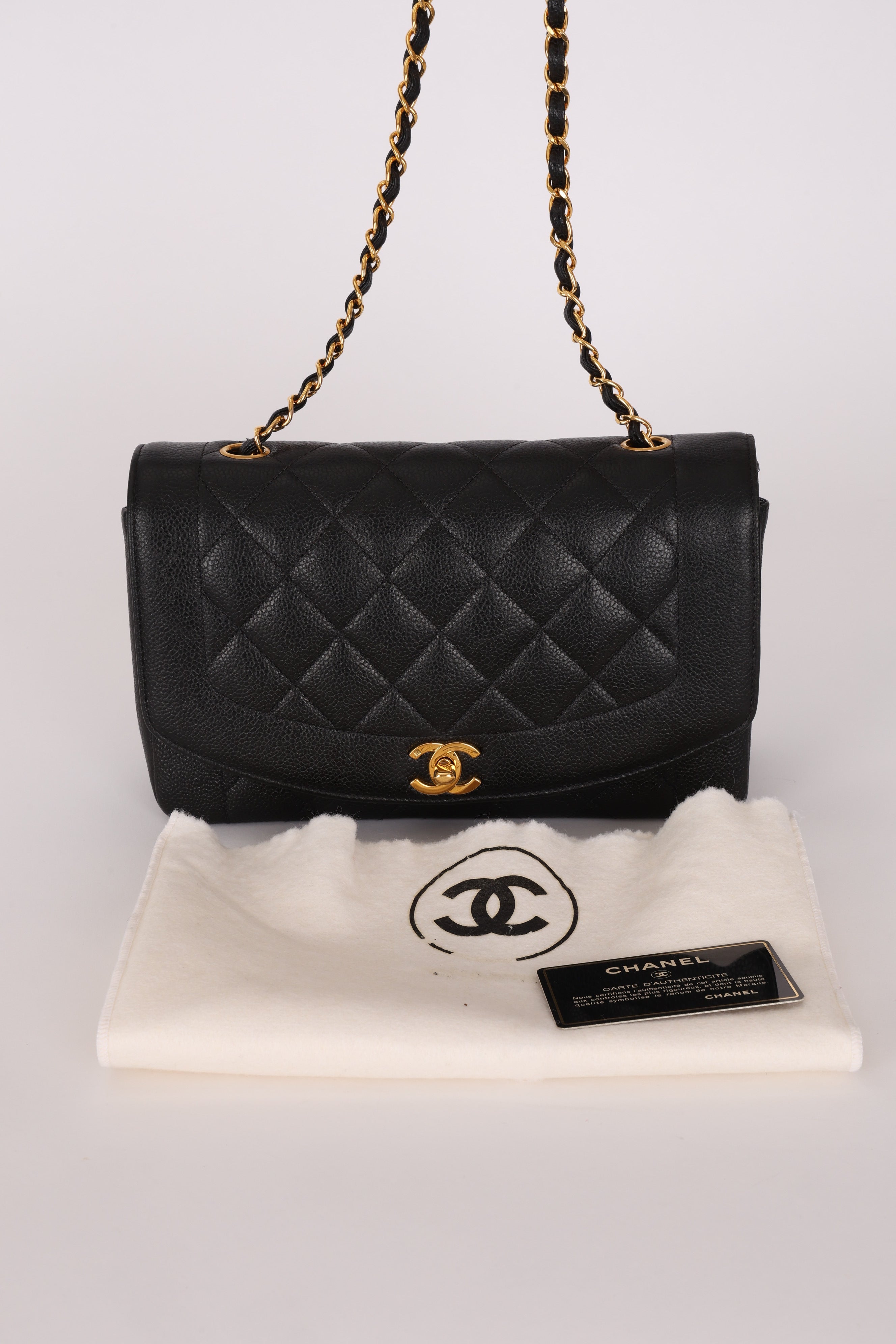 Chanel Medium Diana Flap Black Caviar 24K GP