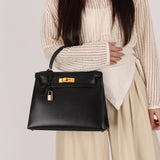 Hermès Kelly 28 Noir Box Sellier 1971 GHW