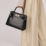 Hermès Kelly 28 Noir Box Sellier 1971 GHW