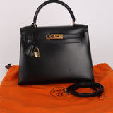 Hermès Kelly 28 Noir Box GHW