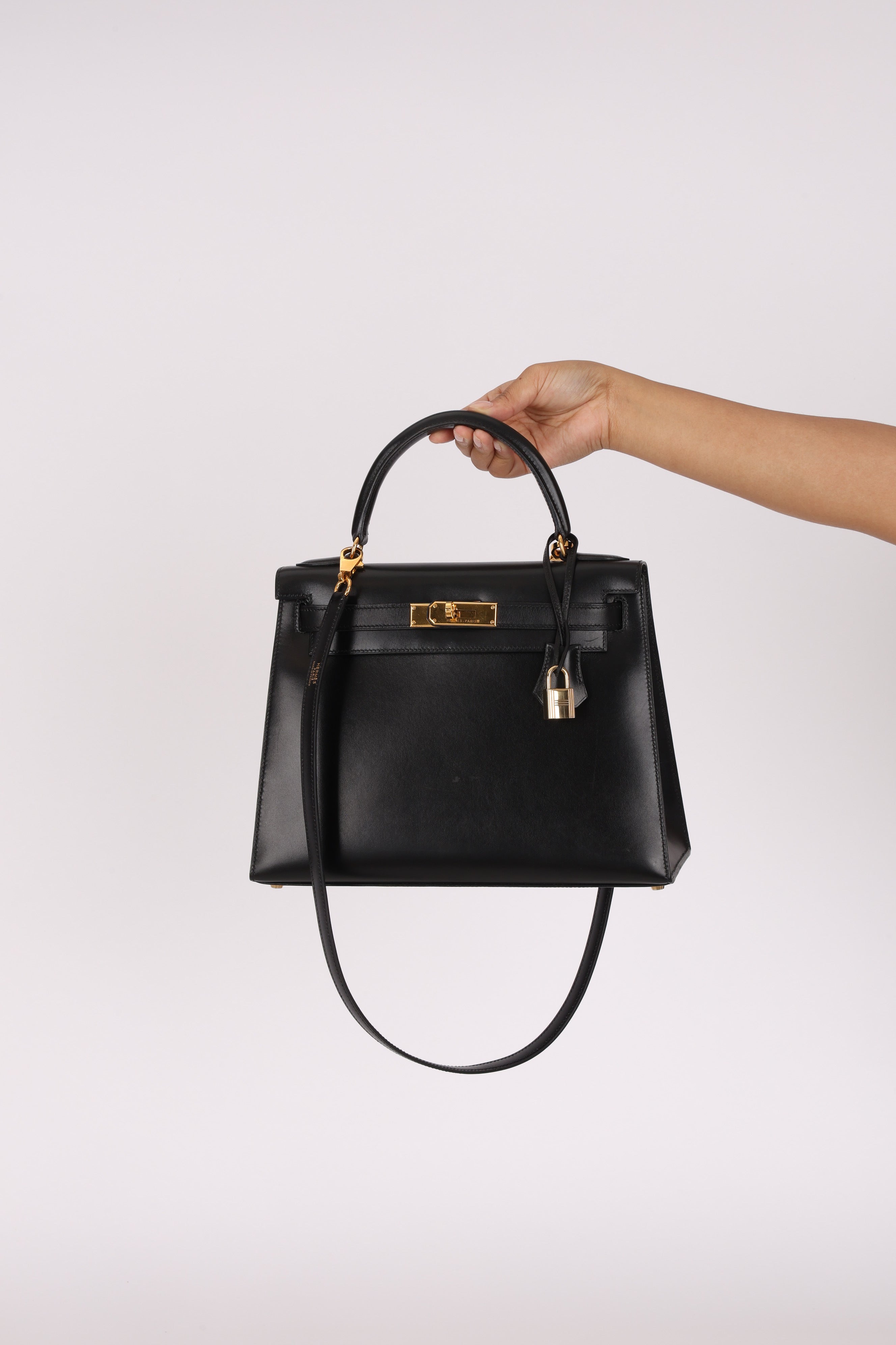 Hermès Kelly 28 Noir Box GHW