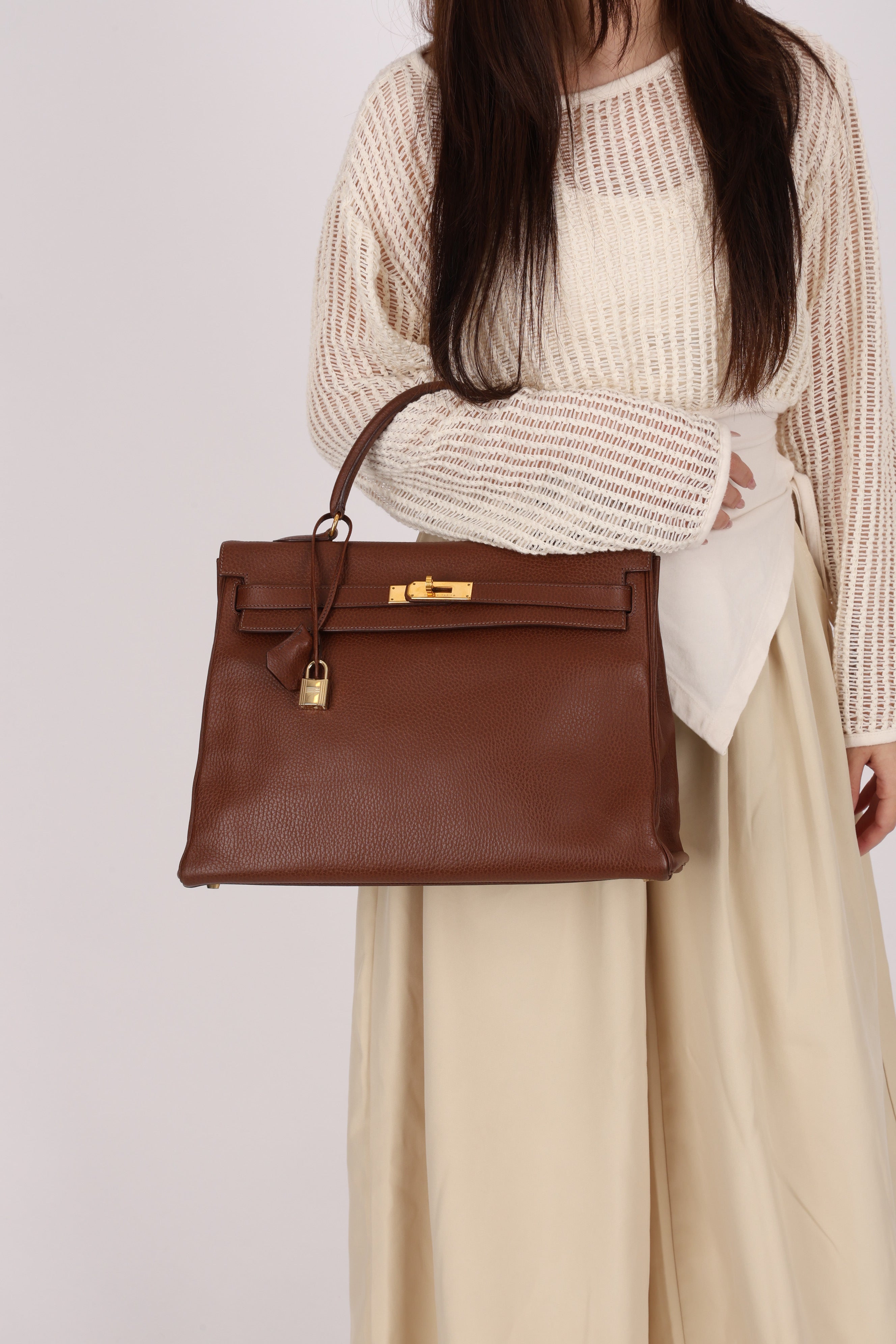 Hermès Kelly 35 Marron Ardennes GHW