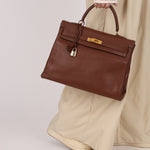 Hermès Kelly 35 Marron Ardennes GHW