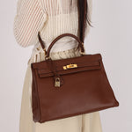 Hermès Kelly 35 Marron Ardennes GHW