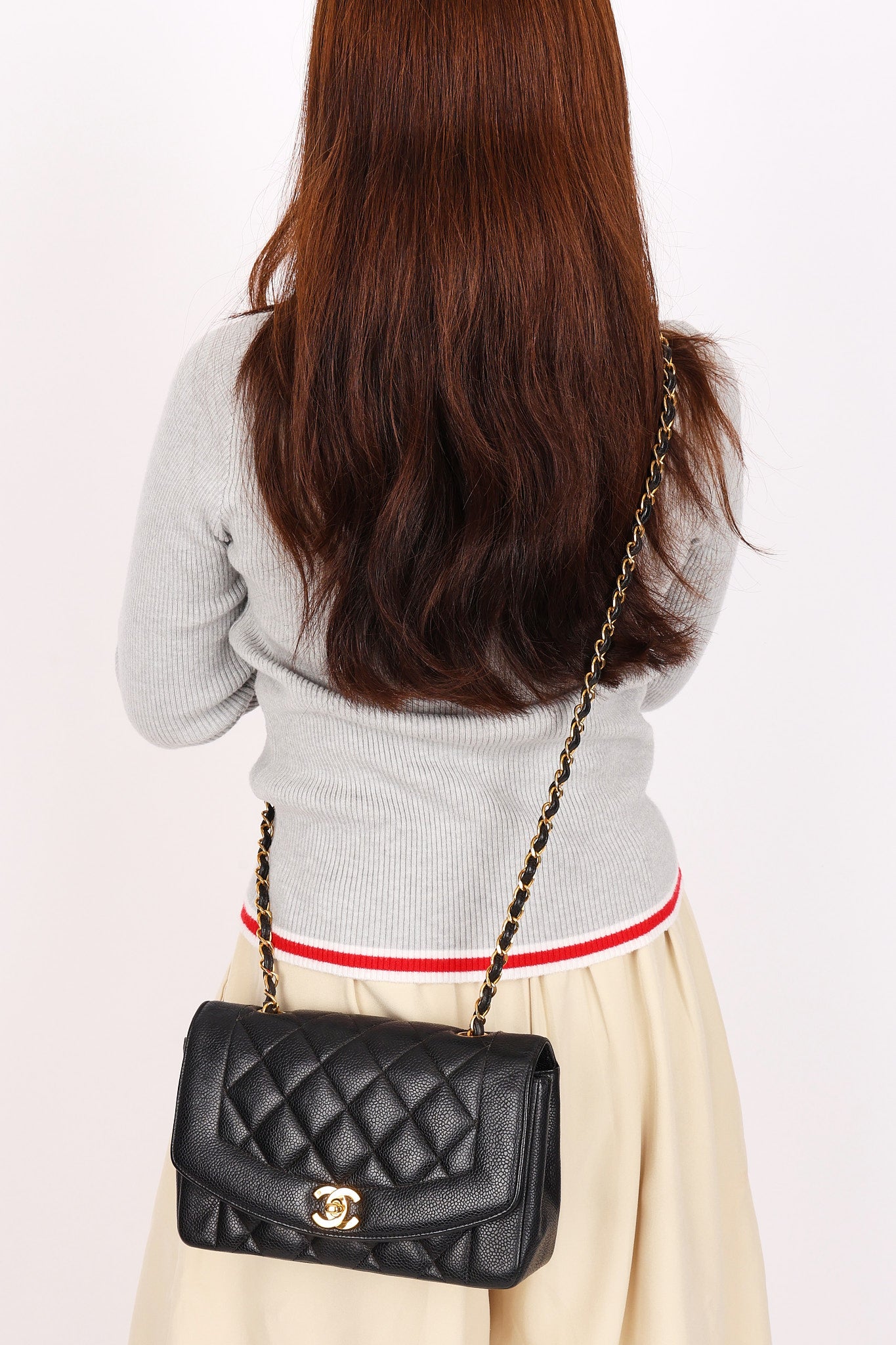 Chanel Small Diana Flap Black Caviar 24K GP