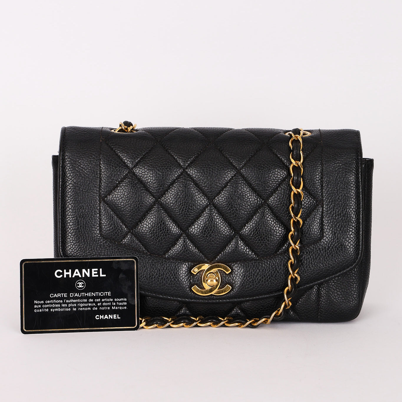 Chanel Small Diana Flap Black Caviar 24K GP