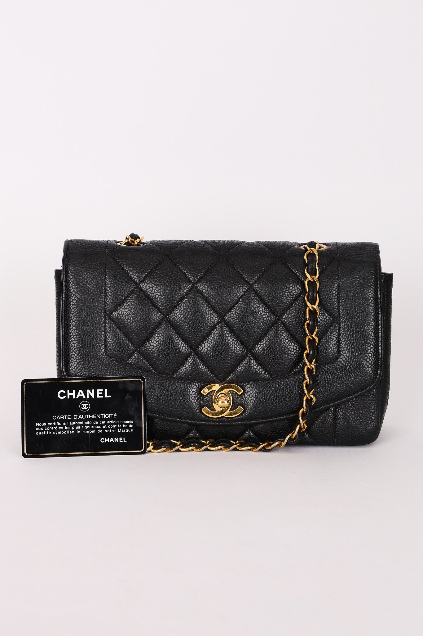 Chanel Small Diana Flap Black Caviar 24K GP